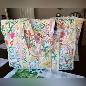 Roller Rabbit Vacation Fringe Canvas Tote Bag